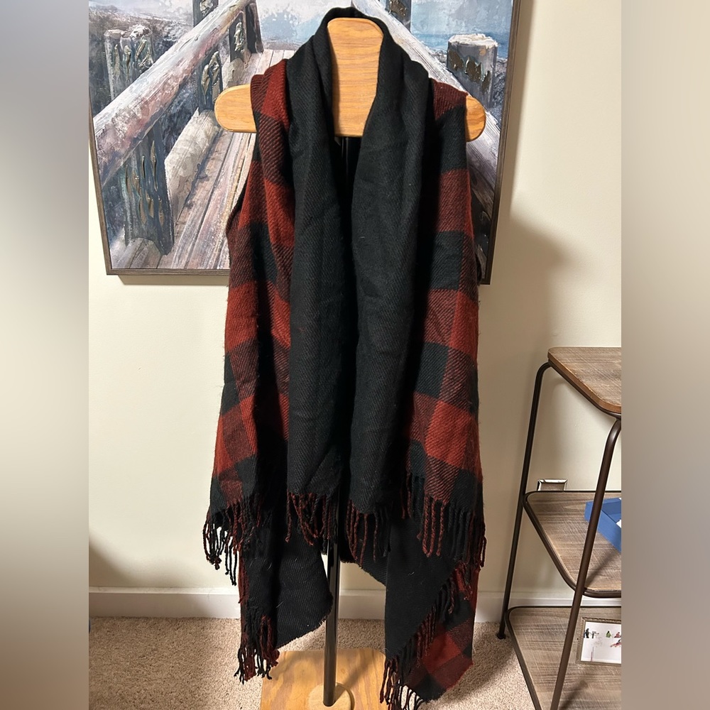 Red and Black Plaid vest OSFA